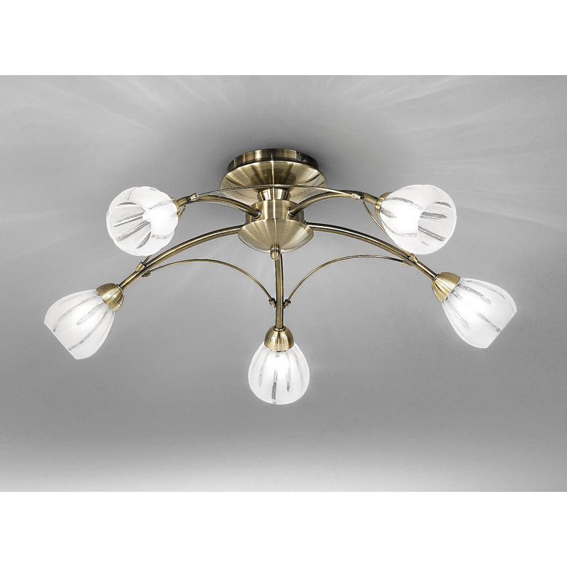 Hortense Glass Semi Flush Mount, Bronze
