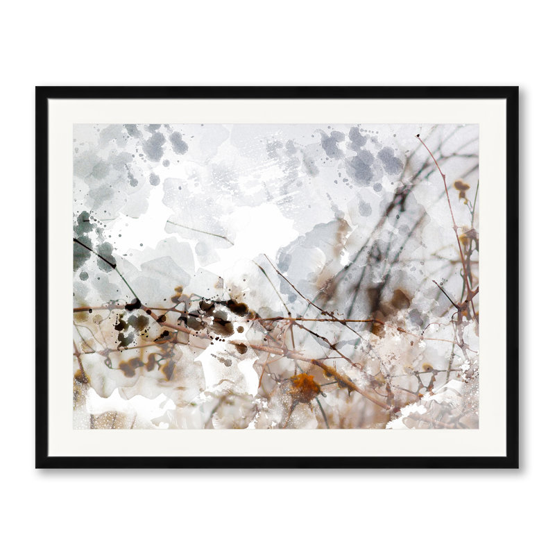 Branches 0421 par Chamira Young - Peinture, H 25,25 po x l 31,25 po, Papier avec cadre noir