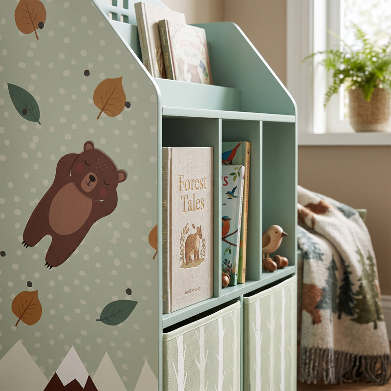 Bibliothèque pour enfants avec rangement, GREEN