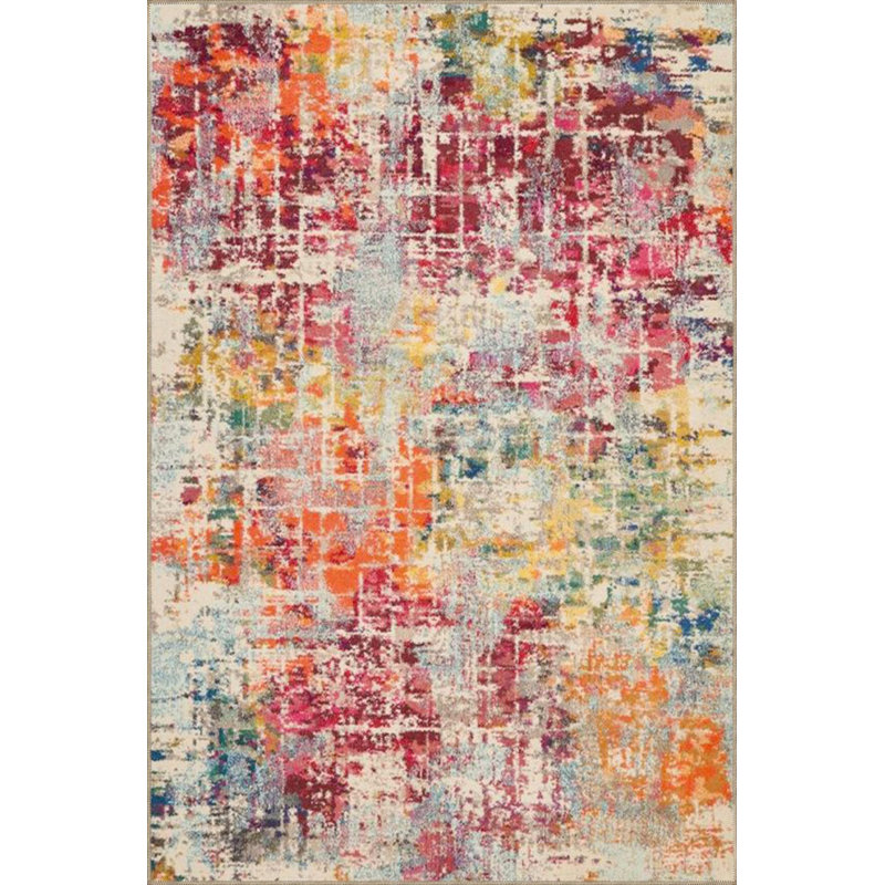 Multitone Pastel Pattern Base Decorative Machine Washable Rug, Square 3'3" Rug Pad Included
