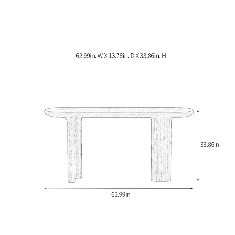 Console rétro en bois massif minimaliste, H 33,86 po x l 62,99 po x P 13,78 po, Noir, noir, noir, noir