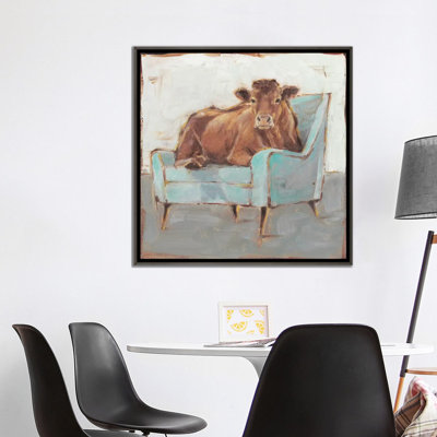 «Moo-ving in IV» par Ethan Harper - reproduction d'art encadrée
