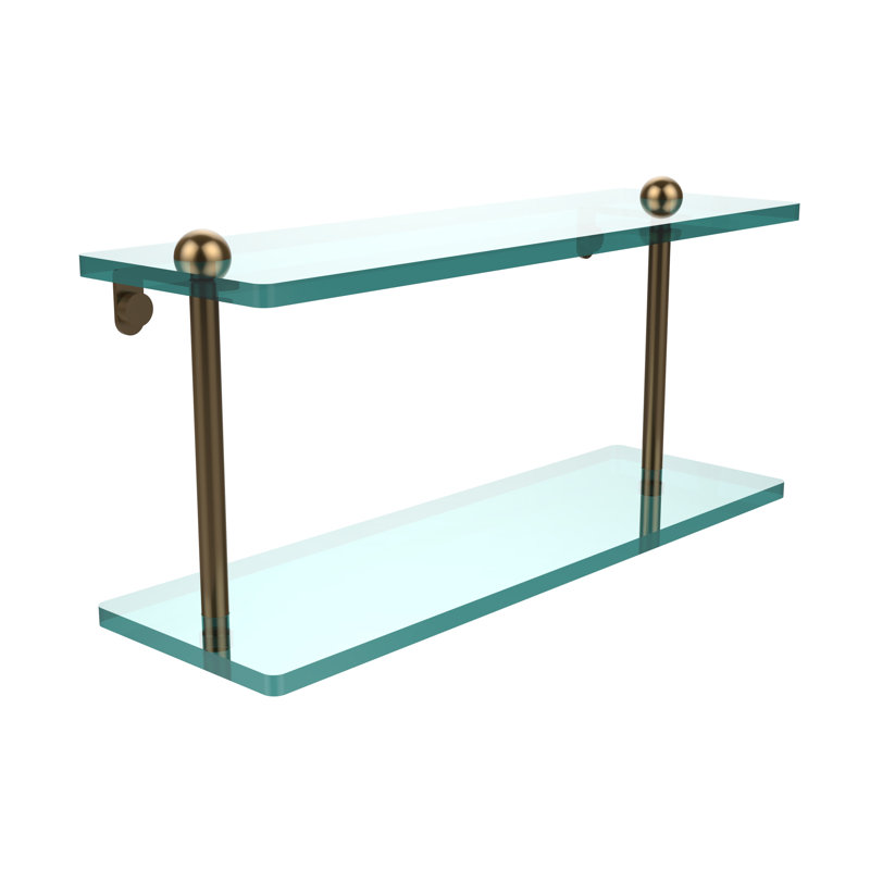 Morosini 2 Piece Tiered Shelf, 16", Unlacquered Brass