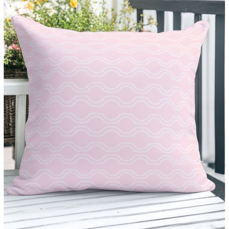 Coussin décoratif floral Wavy Vine - résistant aux rayons UV et aux intempéries, Square 18", Pink