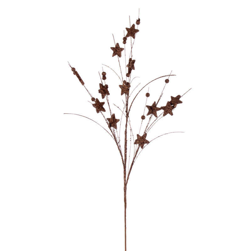 House of Hampton® 33" Star and Ball Glitter Spray, 6 per bag., Brown