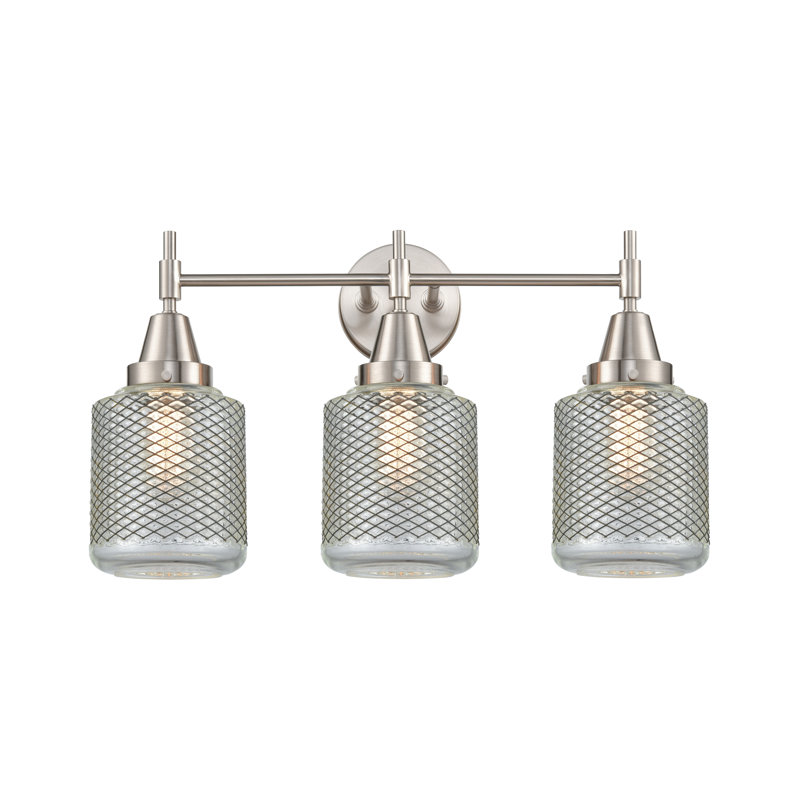 Éclairage pour meuble-lavabo à 3 lumières à intensité variable Gayle, Nickel satiné, Blanc mat, Ampoule DEL rétro 4 watts