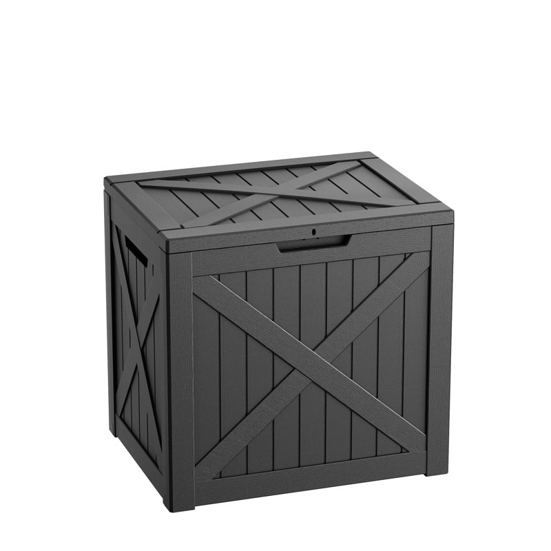35 Gallon Water Resistant Lockable Resin Deck Box(Black), Black