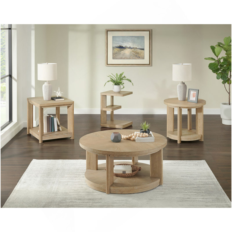 Tan Round Accent Table