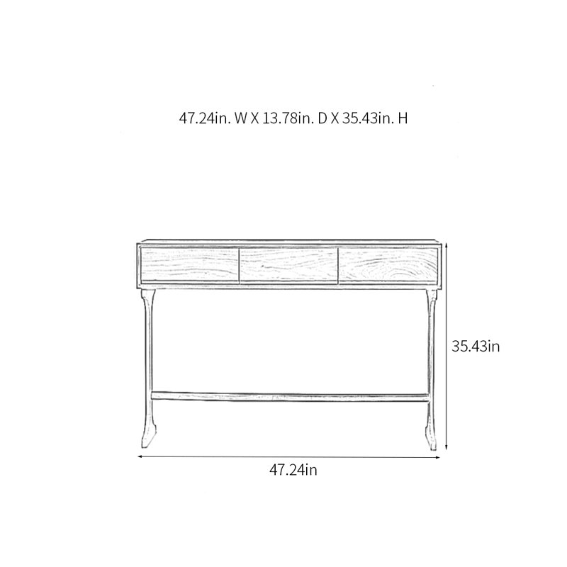Console multifonctionnelle à 3 tiroirs, H 35,43 po x l 47,24 po x P 13,78 po