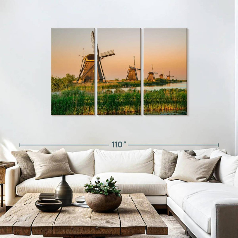 Alvord Windmills At Kinderdijk, H 48 po x l 74 po