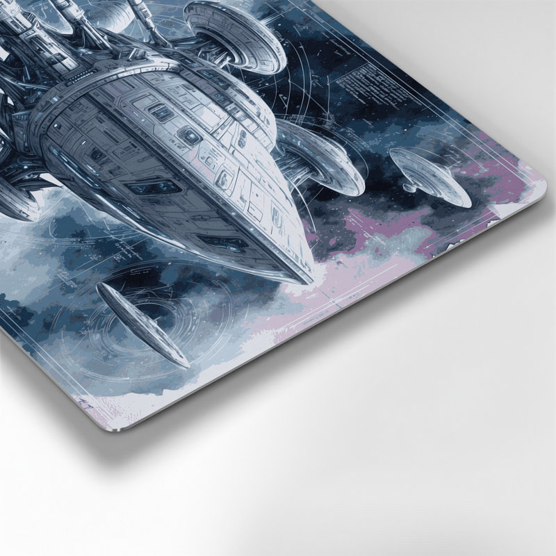 Space Spacecraft Blueprint Designs, art mural en métal bleu, H 11 po x l 14 po