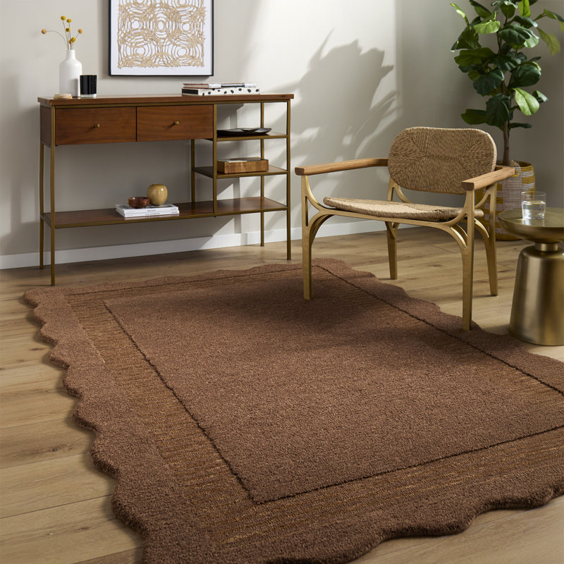 Abstract Wool Hand Tufted Area Rug, Chestnut, Cocoa, Umber, Rectangle 240 x 304 cm