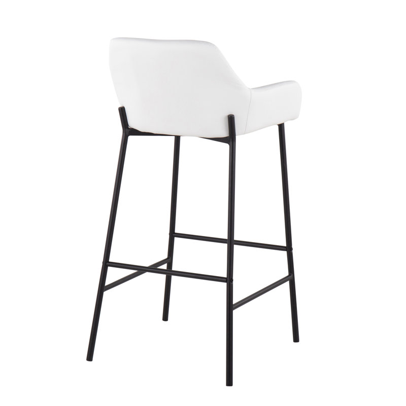 Cassiopeia Upholstered Counter Stool with Steel Frame, White/Black, Bar Stool (30” Seat Height)