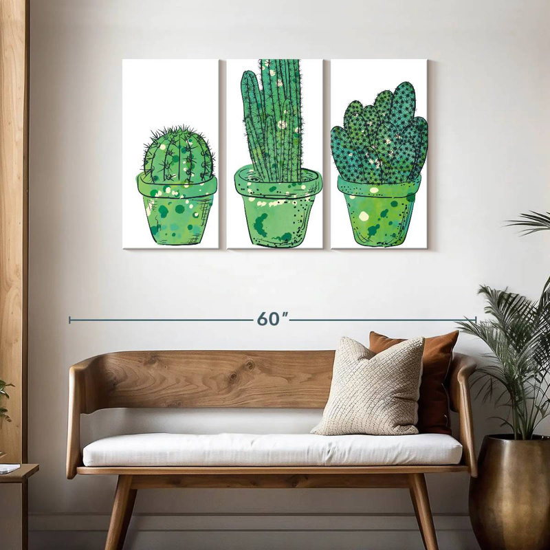 Cactus en pots, H 28 po x l 45 po