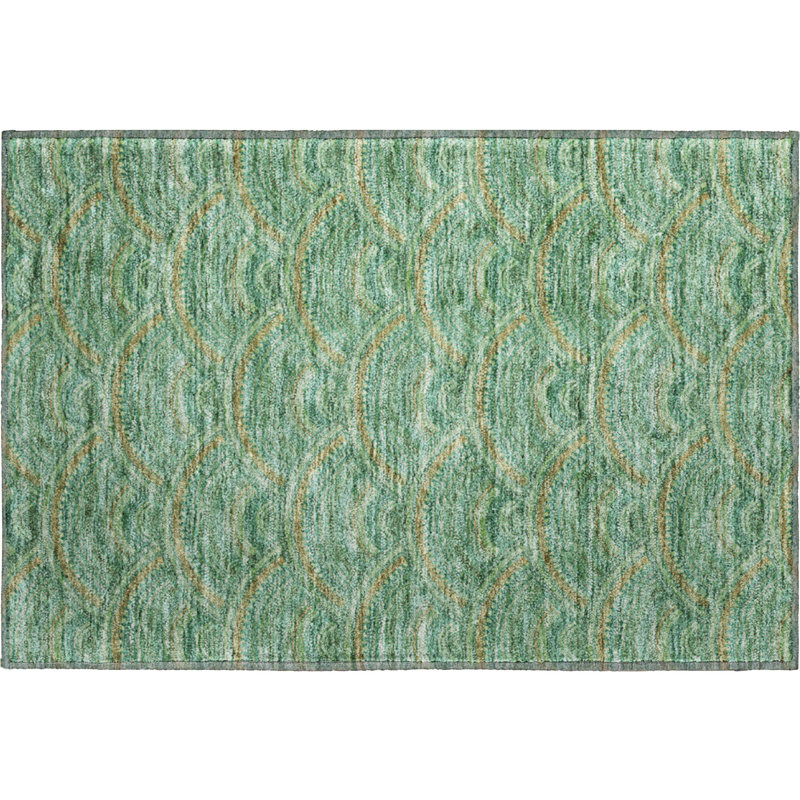 Premium Machine Washable Prisco Sage Rug, Rectangle 1'8" x 2'6"