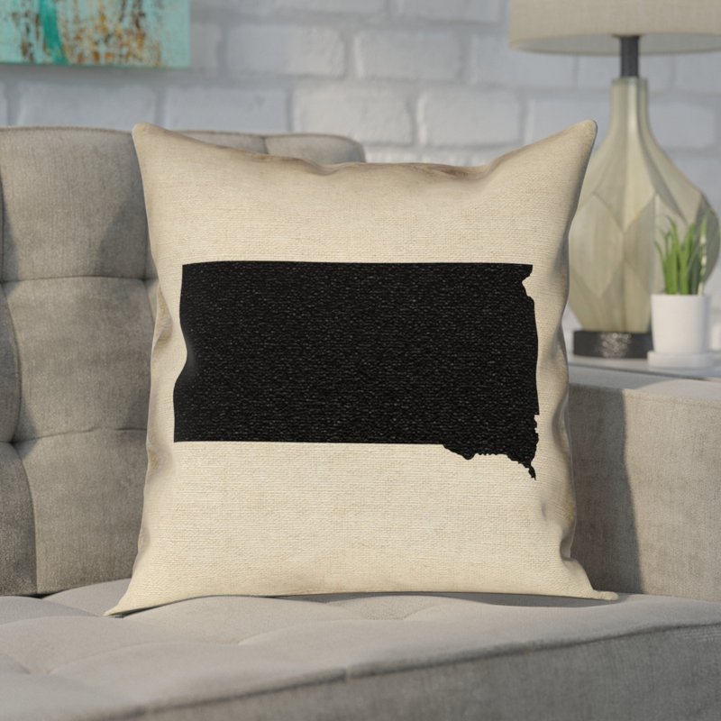 Housse de coussin Katelyn Smith South Dakota, 14 po x 14 po, Dakota du Sud, Noir
