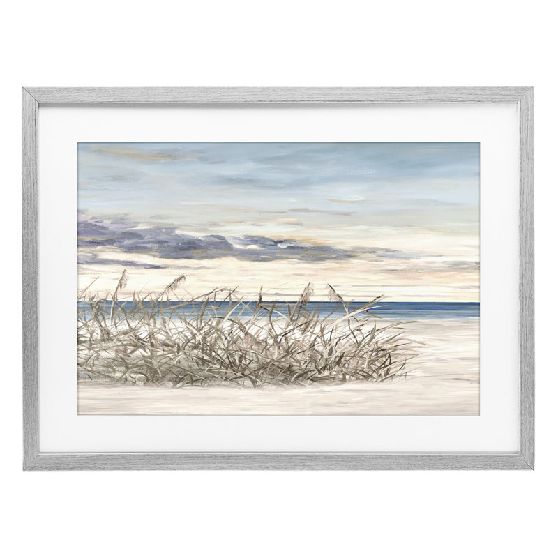 Windy Beaches, impression de paysage encadrée sous verre, design par Julie DeRice, H 14 po x l 20 po, Cadre de ferme gris