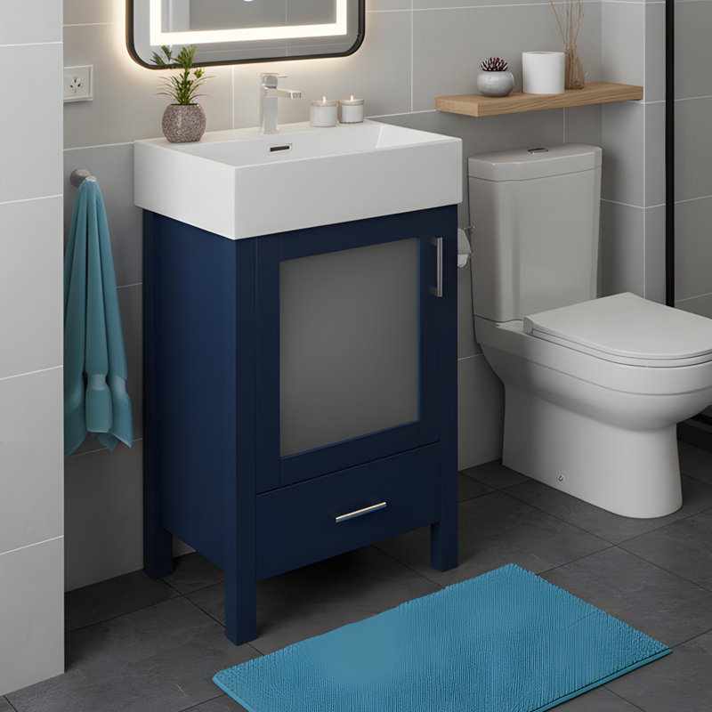 Meuble-lavabo moderne 20 "avec lavabo en céramique, Bleu