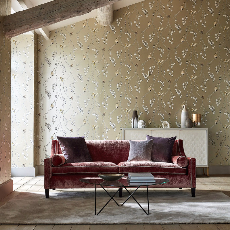 Iyanu 10.05m x 68.6cm Mist/Linden Wallpaper Roll, Blush/Ochre