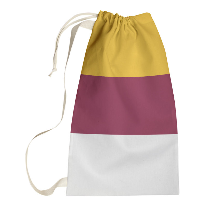 Fabric Laundry Bag with Handles, Medium (36" H x 28" W x 1.5" D), Pittsburgh Yellow/Maroon/White