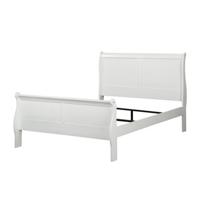 Élégant lit simple blanc - Fabriqué avec du pin massif, du placage de gomme et des panneaux de particules gracieux courbes à profil bas 3 lattes sans rangement 41,34 po de profondeur x 86,56 po de largeur 47,72 po de hauteur 45,14 lb de poids