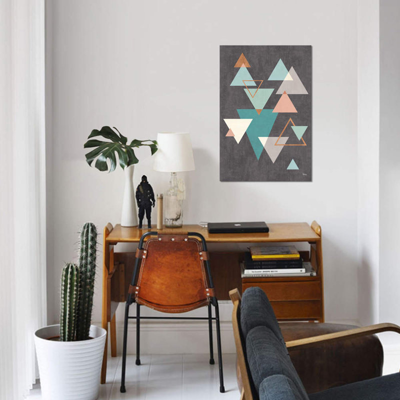«Abstract Geo II Black», impression sur toile, H 12 po x l 8 po x P 0,75 po, Toile tendue, Pas de tapis