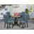 5 Piece Kitchen Table & Chairs Set Includes a Round Dining Table with Dropleaf and 4 Mineral Blue Linen Fabric Upholstered Chairs, Black-1587380776-1587380783-1538101150
