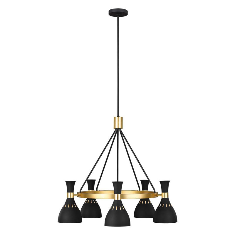 Zahir 5 - Light Waggon Wheel Chandelier, Midnight Black