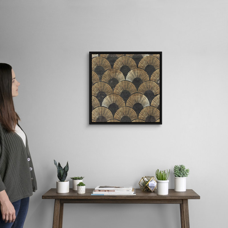«Golden Art Deco II» par Aimee Wilson, reproduction sur toile, Impression encadrée, H 22 po x l 22 po, Noir