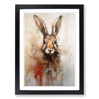 Hare Gestural - Single Picture Frame Print on Wood
