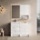 Meuble-lavabo autoportant de 48 po avec lavabo en résine, 1 armoire de rangement et 1 armoire murale, tiroirs et porte à fermeture en douceur (KD-Packing)