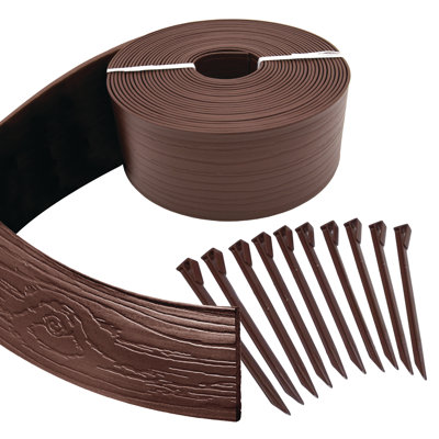 Bordure de pelouse en plastique brun H 5 po x l 480 po