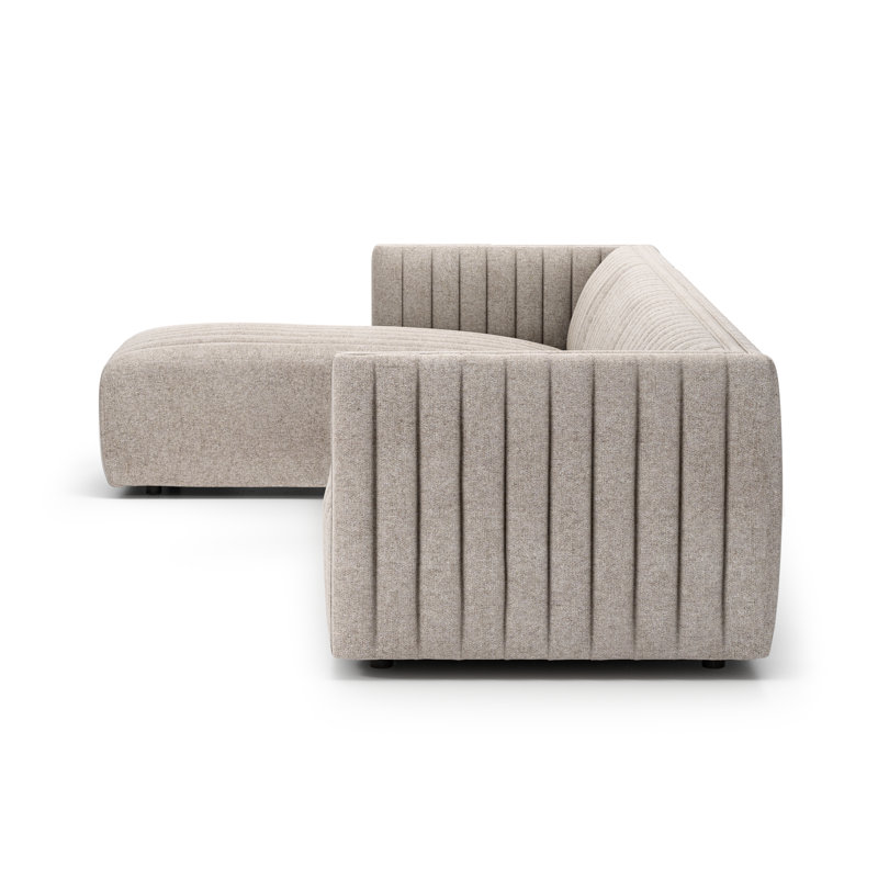 Augustine Chaise Sectional, Left Hand Facing, Orly Natural Velvet, 26" H X 126" W X 64" D