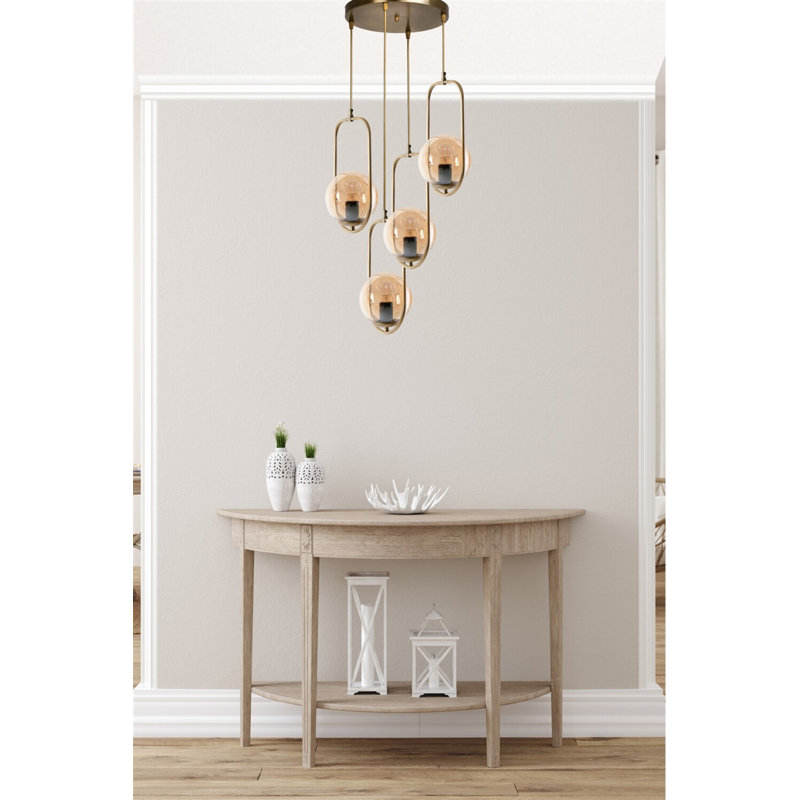 Lustre scandinave Glam, couleur cuivre, 27,6 po x 11,8 po | Fabrication 100% métal, peinture séchée au four et revêtement en culbutage | Douille E27, 40 W maximum | Parfait pour les salons et salles à manger modernes, conception élégante