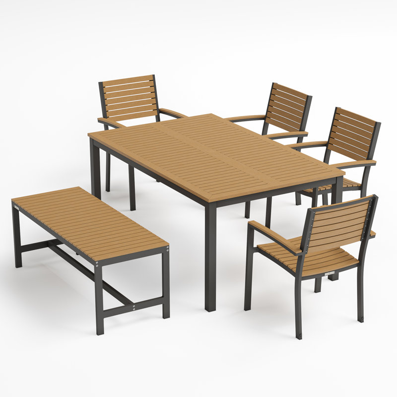 Travira Outdoor 6 - Piece Dining Set, Carbon, Tekwood Natural