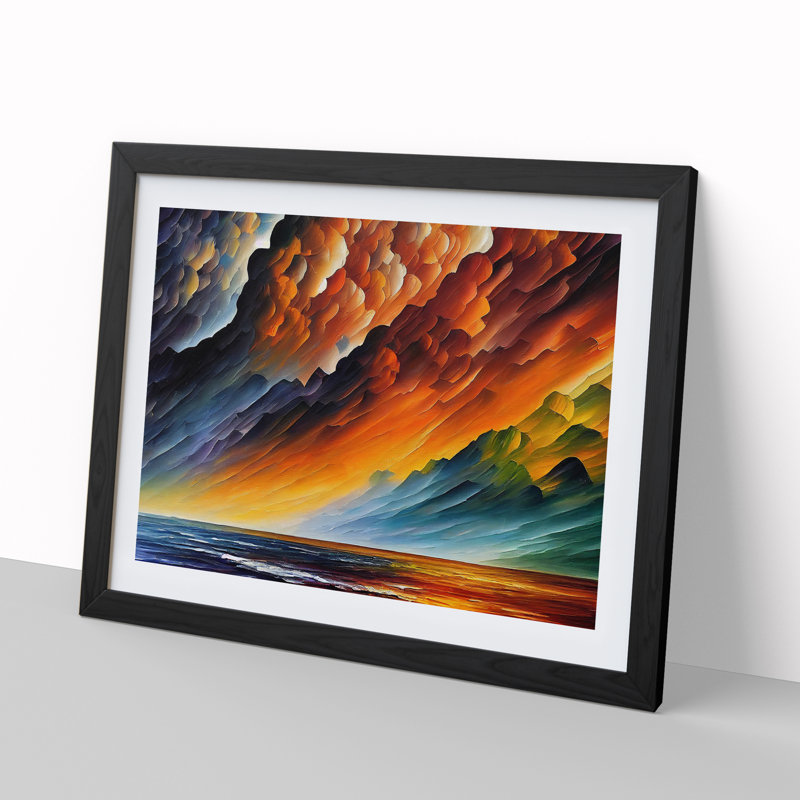 Contoured Thunderstorm - Single Picture Frame Print, Black, 46cm H x 64cm W x 2cm D