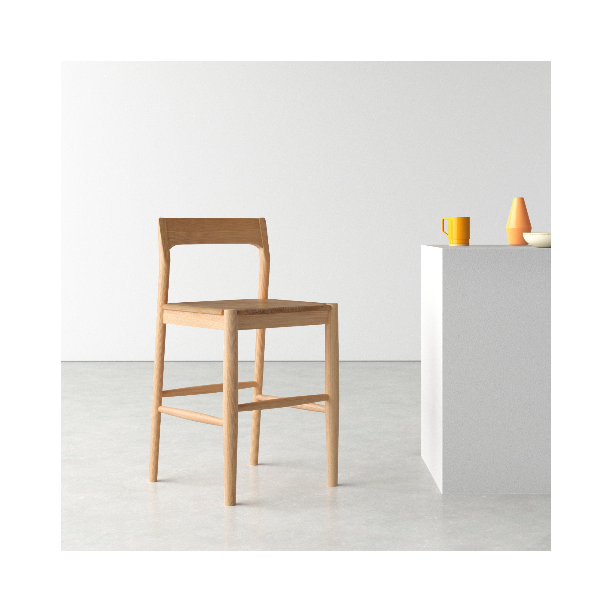 Krieger Bar and Counter Stool, Natural, Counter Stool (26" Seat Height)