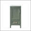 Meuble-lavabo sur pied vert simple entièrement assemblé de 18 po avec plateau en céramique à 3 trous