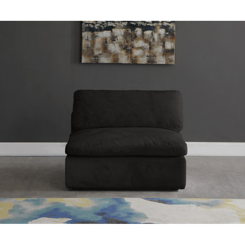 Millersburg 39" W Velvet Convertible Chair, Black Velvet