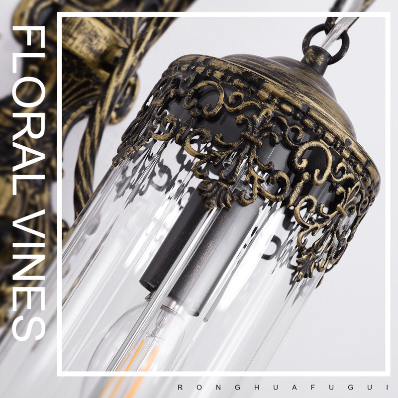 Appliques murales rustiques en verre de style gothique, Clair, Bronze, 1