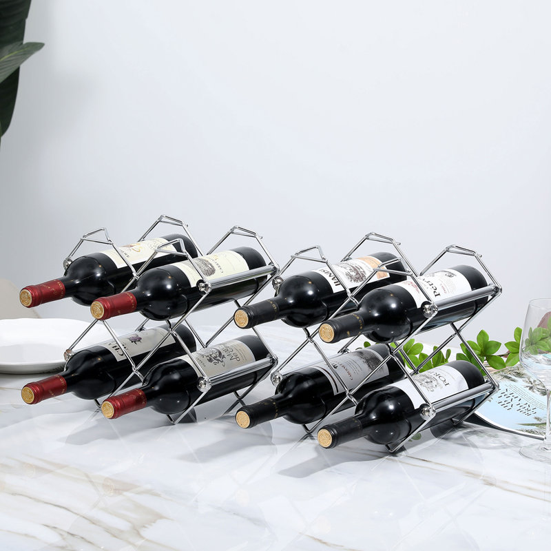 Khosrow 10 Bottle Tabletop Wine Bottle Rack in Silver
