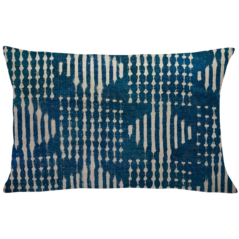 Geometric Linen Throw Pillow, Blue