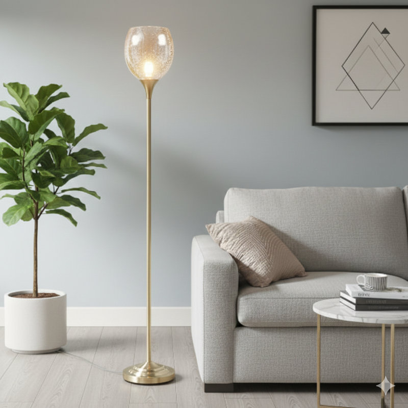 Uplight Floor Lamp With Mercury Glass Shade