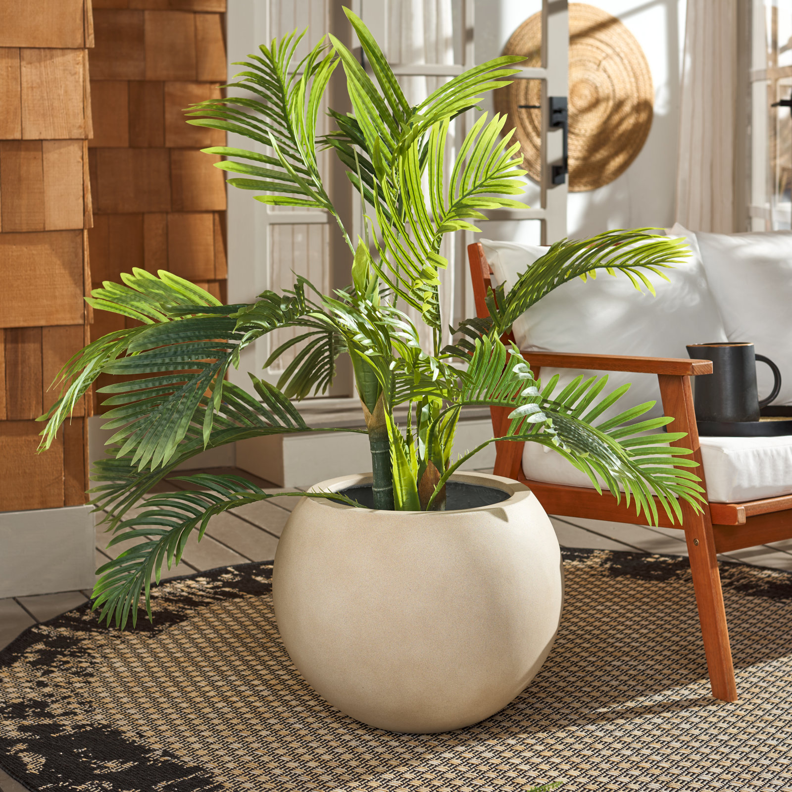 Mcgill Concrete Pot Planter, Beige, 15.7" H x 19.6" W x 19.6" D