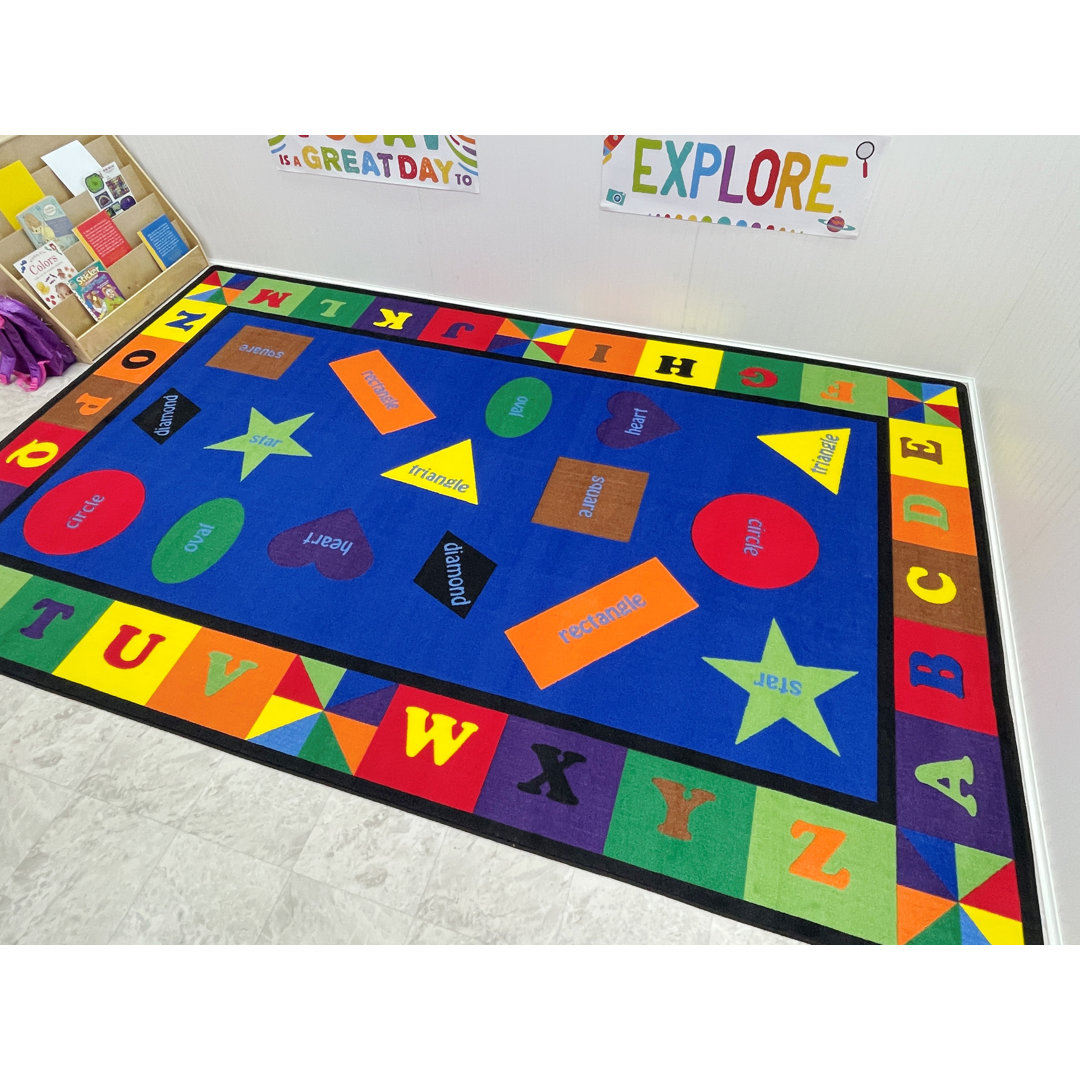KidCarpet.com Colorful Shapes & Alphabets Educational Learning Preschool Rug with Bright Colors, Multicolored Area Rug for Kids Bedroom, Toddler Classroom and Baby Playroom Kid Carpet Rug 