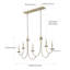 Luminaire suspendu 5 lumières en fer doré