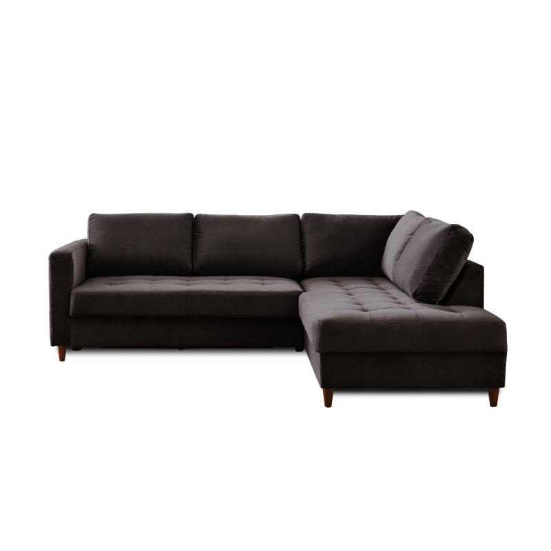 5 Seater Velvet Sofa Bed, Right Hand Facing, Dark Grey