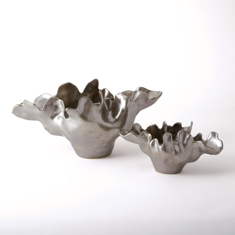 Meteor Decorative Bowl, Small (6.5'' H x 13'' W x 7.75'' D), Silver Haze