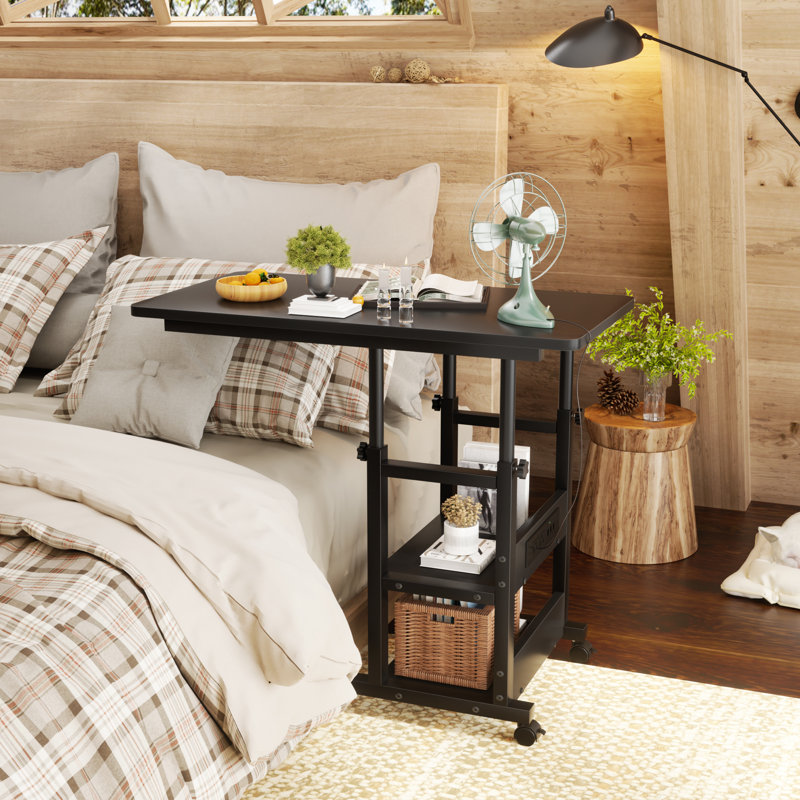 Swapan Adjustable Height C End Table, Black