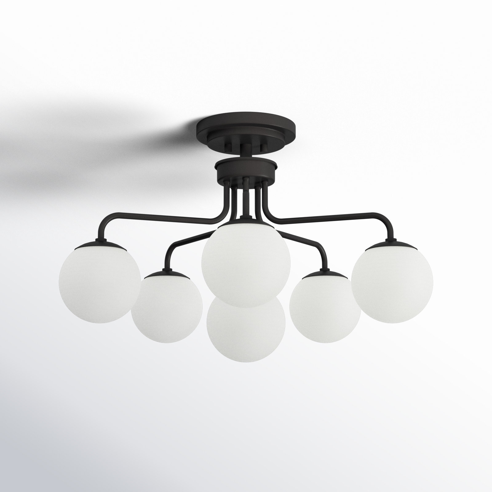 Chemise 6-Light Semi Flush Mount, White, Black